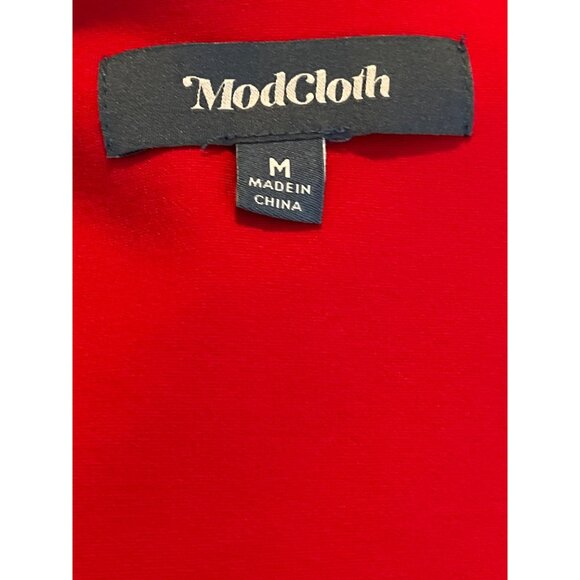 ModCloth Dress Womens Medium Mini Sundress Sleeveless Red Fit Flare Work Casual - Picture 11 of 13
